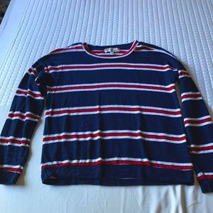 Long sleeve red white and blue sweater